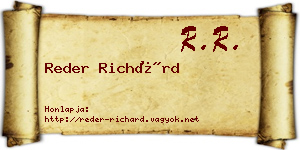 Reder Richárd névjegykártya