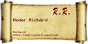 Reder Richárd névjegykártya